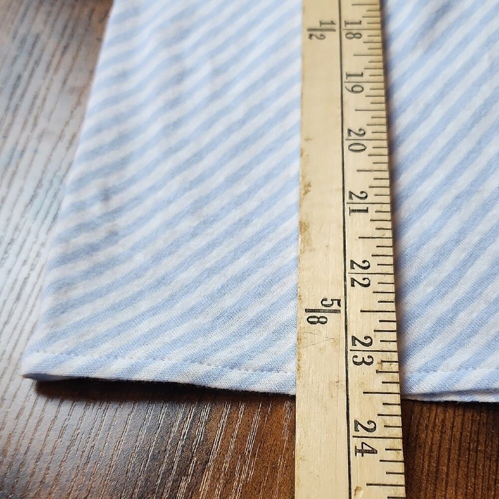 J. JILL | Cute Light Blue White Striped Cap Sleeve Linen Blend Waist Tie Top | M - Picture 11 of 12